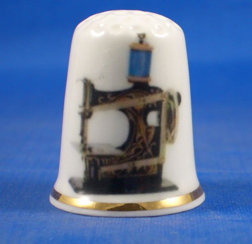 Porcelain China Thimble -- Toy Sewing Machine