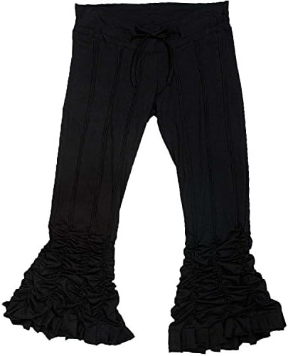 Jedzebel Cotton-Lycra ¾ Length Drawstring Ruffle Pants - DE04 (Black, Medium)
