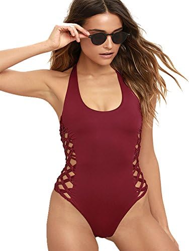 BIKINI SIGN FASHIONBIKINIS CAMILLA WINE RED ONE PIECE SWIMSUIT (XL)