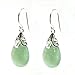Natural Aventurine Green Teardrop Sterling Silver Filigree Flower Bail and French Hook Earwires Dangle Earrings