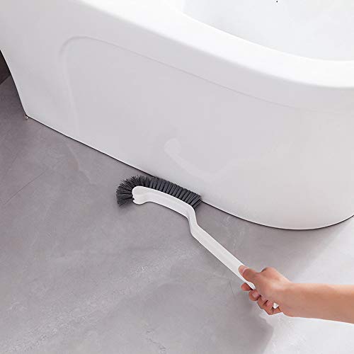 Axiba Toilet Brush Soft Bristle Strong Bristles Good Grips Hideaway Compact Long Brush for Bathroom Toilet The Rim Bowl Brush Pure Clean in 1 Motion with Pan Lip (Gray)