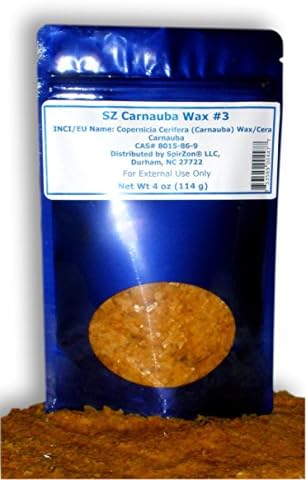 SZ Carnauba Wax #3, 4 oz. To Use in Homemade Sugar Scrub, Soap, Carwax, Leather Care Recipes and Other Craft Projects.