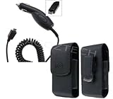 Car Charger + Vertical Leather Swivel Case for Samsung Rugby 4 SM-B780A-Auction4tech Brand