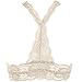 Bustier Floral Lace Crop Top Bralette Sheer Sexy Cami Tank Triangle Bra (M, Ivory)