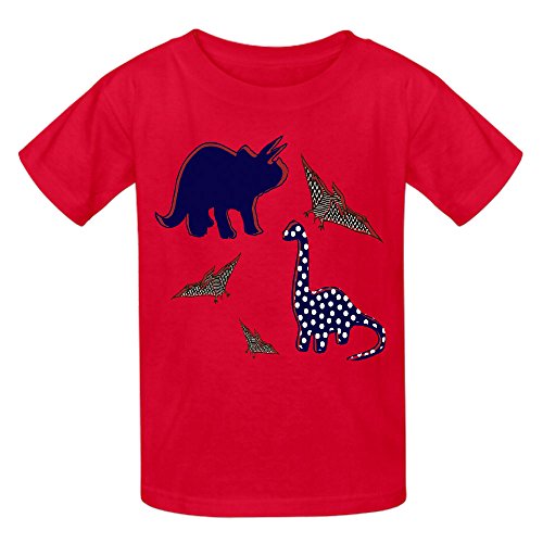 Dinosaur Cute Unisex Crew Neck Short Sleeve Shirts Red