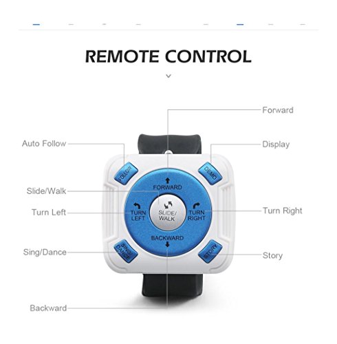 Jeeke Intelligent Robot, Remote Controller Or Smart Watch Control Auto-follow Dancing Toys for 8+ Year Old Boys with LED Flashing Lights (Blue, 10.8x7.87x3.74inch) - Thumbnail 6