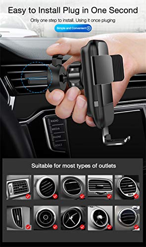 Lywey Air Vent Gravity Linkage Qi Wireless Charging Holder for Samsung Galaxy S10 S10+ for iPhone Xs MAX XR X 8P