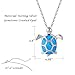 Fancime 925 Sterling Silver Sea Turtle Pendant Necklace Blue Created Opal Jewelry for Women Girls 18