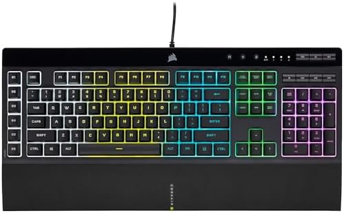 Corsair K55 RGB PRO Membrane Wired Gaming Keyboard – IP42 Dust and Spill-Resistant – 6 Macro Keys with Elgato Integration – iCUE Compatible – QWERTY NA – PC, Mac, Xbox – Black