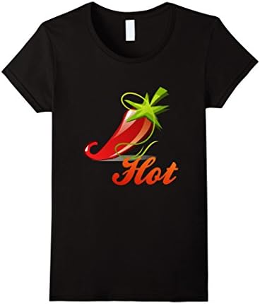 Women's Hot Chili T-Shirt | Sexy Funny Spicy Red Pepper Tee Large Black