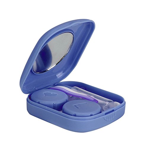 AMA(TM) Portable Bottle Mini Contact Lens Case Box Travel Kit Easy Carry Mirror Container Holder (Purple)