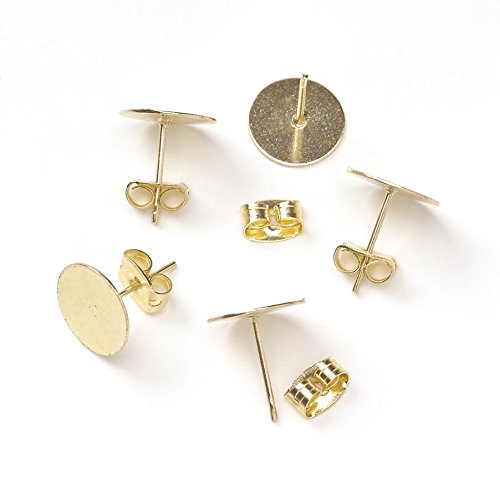 Darice Flat Pad Earring Posts with Butterfly Clutch 6mm, Gold, Set of 36