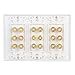 BATIGE 3-Gang 5 6 7.1/7.2 8.1/8.2 Surround Sound Speaker Wall Plate Subwoofer Compatible 16 Banana Post and 2 RCA Home Theater Audio Wall Plate