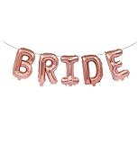 FECEDY Rose Gold Bride Aluminum Foil Balloons for Wedding Engagement Bachelorette Party Decorations 16"