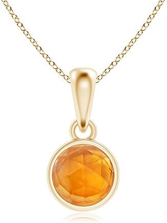 SilverStarJewellery 14k Rose Gold Finish Round Shape Yellow Cetrine Women's Solitaire Pendant