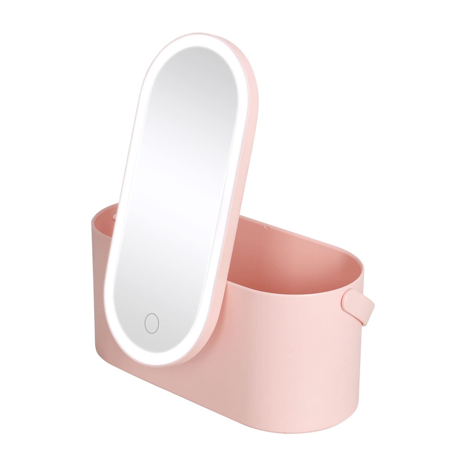 Portable LED Makeup Box, Yeqoo Women Travel Makeup Box Organiser Storage with led Mirror Travelling Toiletry (Pink)