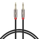 Super High-Definition Male 3.5mm Aux Stereo Audio Cable for Car, 6 Feet - Black