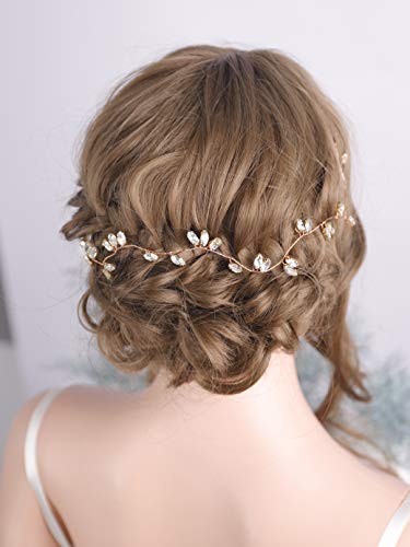 Kercisbeauty Bridal Crystal Gold and Silver Rose Gold Hair Vine Hair Halo Rhinestone Hair Wreath Wedding Headband Bridal Headpiece Crystal Headband Wedding Hair Accessories (Rose Gold-2)