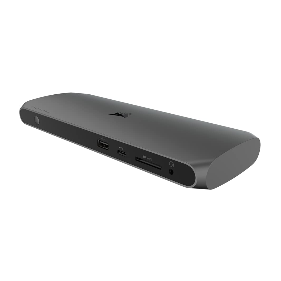 Corsair TBT100 DP Thunderbolt™ 3 Dock with DisplayPort - 2x DisplayPort 1.4 at up to 4K60-2x USB Type-C 10Gbps ports - 3x USB Type-A 5Gbps ports