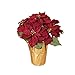 15 Inch Potted Red Poinsettia Plant - Artificial Christmas Poinsettia Plant in Gold Foil Wrap