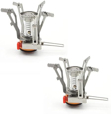 YUTIAN 2 Pack Ultralight Collapsible Camp Stoves, Folding Portable Windproof Burner Lighter Camping Stove with Piezo Ignition for Outdoor Camping Hiking Backpacking