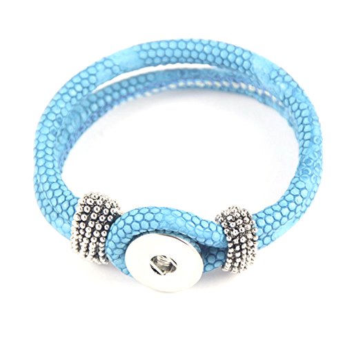 Simple Ever 22cm Multicolors Artificial Leather Bracelets Fit for 5.5mm 18mm Snap Button Charms Pack of 6
