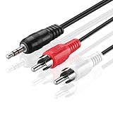 TNP 3.5mm to RCA Audio Cable (50 Feet) Bi-Directional Male to Male Nickel Plated Connector AUX Auxiliary Headphone Jack Plug Y Adapter Splitter Converter to Left/Right Stereo 2RCA Wire Cord