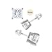 14K White Gold 4mm Princess Cut Simulated Diamond Stud Earring Set on Prong Setting, Screw Back Post