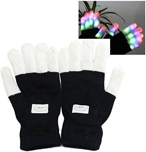 iNewcow Colorful LED Black Knit Gloves For Light Show Party DJ Disco (1 Pair)