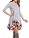 ACEVOG Women Irregular Hem Long Sleeve Plaid Loose Shirt Dress Top Gray XXL