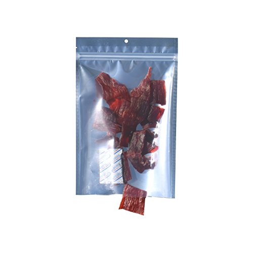AwePackage Clear Silver Flat Pouch Zipper Bag with Oxygen Absorber for Home Made Jerky (50, 7x11"(10oz)) - Thumbnail 3
