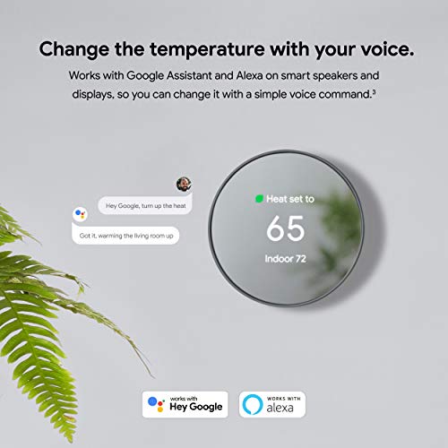 GOOGLE NEST THERMOSTAT – SMART THERMOSTAT FOR HOME – PROGRAMMABLE WIFI THERMOSTAT – SNOW