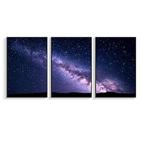 Framed Canvas Wall Art for Living Room, Bedroom Sky Space View Canvas Prints for Home Decoration Ready to Hanging - 16"x24"x3 Panels