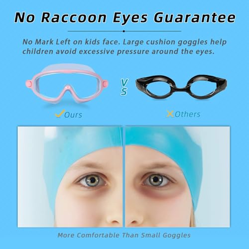 Kids Swim Goggles 2 Pack Pool Goggles Anti-Fog Anti-UV Wide View No Leaking Swimming Goggles for Children 3-14
