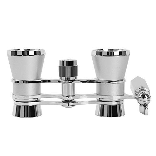 Kingscope 3X25 Vintage Opera Glasses Binoculars for Theater Musical Concert (Lorgnette, Silver, with Handle) - Thumbnail 2