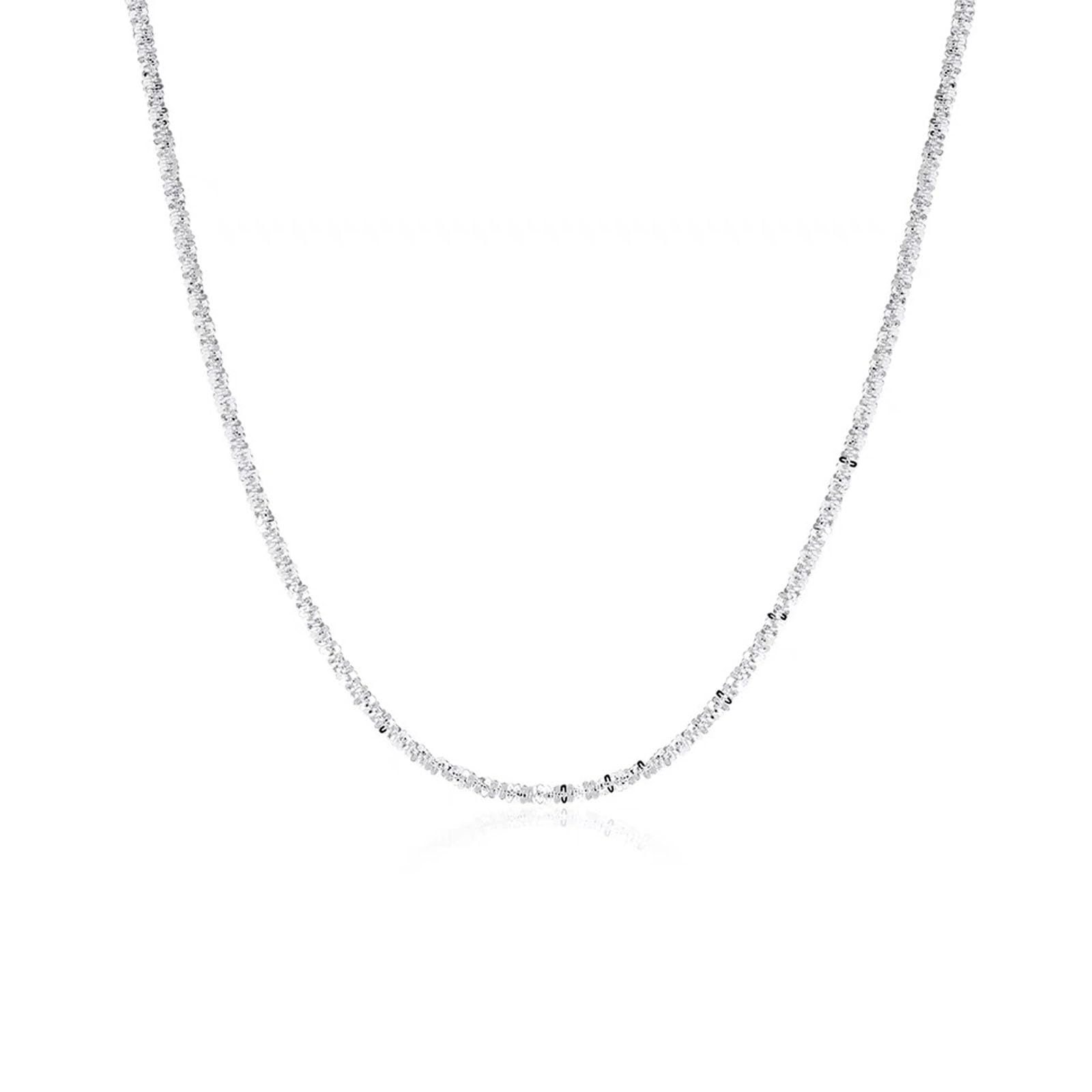 HinDaLi 925 Sterling Silver Chain Necklaces for Women Men Girls Rope Twist Chain Necklaces Diamond Women Necklace Silver Stack Diamond Choker Necklace Sparkly Hypoallergenic