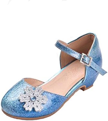 Cocominibox Girl's Fancy Princess Shoes Velcro Flat Mary Janes (29CN/10 M US Toddler, Blue)