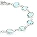 25.00 Ct Checkerboard Round Blue Topaz 925 Sterling Silver Gemstone Birthstone 7 Inch Bracelet with 1 Inch ext