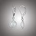 MORGAN & PAIGE .925 Sterling Silver Rhodium Plated Genuine Green Jade Bezel Set Round Leverback Earrings for Women - Hypoallergenic Dangle Sterling Silver Earrings, 1-1/8