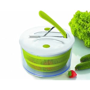 Ibili Slacentrifuge met pedaalfunctie 24 cm, roestvrij staal, wit/groen/zilver, 24 x 24 x 16 cm
