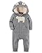 Carter's Baby Boys Fleece Hooded Romper Jumpsuit  Grey Bear  24 Months