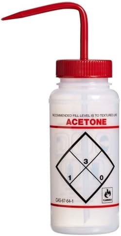 16 oz. Low Density Plastic Acetone Labeled Wash Bottle with Cap (4 Pack)