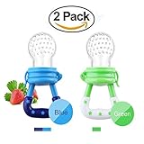 Fresh Food Feeder Pacifier,Nibbler baby Fruit Mesh Feeder Teething Toy Silicone Pouches for Toddlers&Kids(2 Pack)