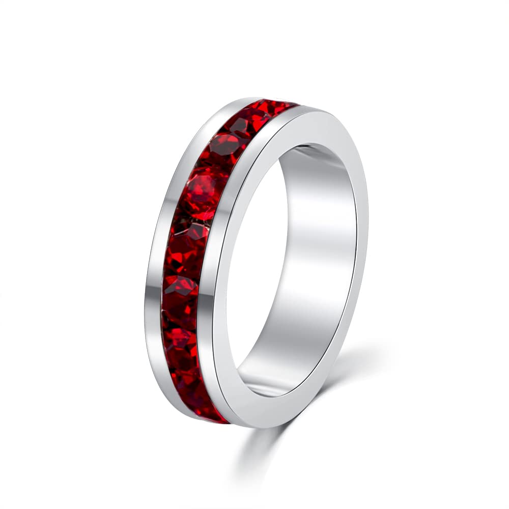 Bosvision Birthstone Pendant Charm for Necklace – Full Eternity, Stackable Crystal Birthstone – Silver or Gold Plated by Muses Art Design