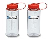 Nalgene W/M 16oz Bottle (Set of 2 Clear/Red Lid, 16 oz, 2 Count)