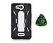 For LG OPTIMUS EXCEED VS840PP / LUCID 4G VS840 Kickstand Hybrid Hard Phone Cover Case - Black / White + Free Green Stone Pry Tool
