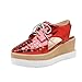 Latasa Womens Fashion Summer Spring Hollow-Out Square-Toe Lace-Up Platform Wedge Oxford Sandals