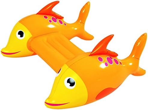 34.5" Yellow and Orange Dorado Fish Children's Inflatable Swimming Pool Kickboard