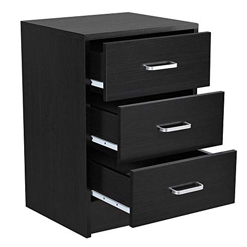 YAHEETECH Nightstands Bedside Tables with 3 Drawers, Wooden End Side