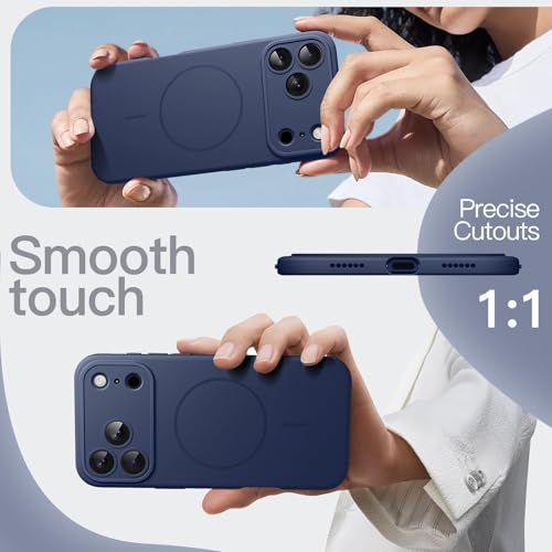 JETech Magnetic Silicone Case for iPhone 17 Pro MAX 6.9 Inch, Compatible with MagSafe, Silky Soft, Shock Absorption Case with Camera Lens Protection (Dark Blue)